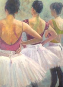 Oil painting of ballet dancers by Maccon