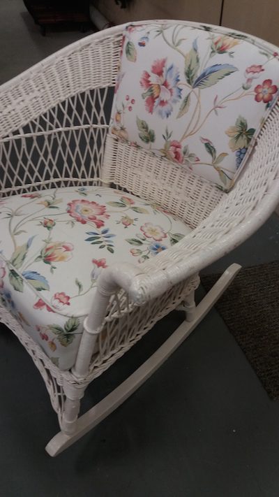 Wicker chair with floral print