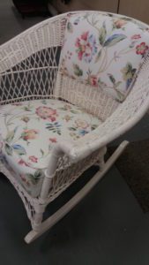 Wicker chair with floral print