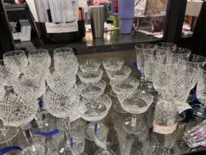 Collection of cut crystal stemware and bowls