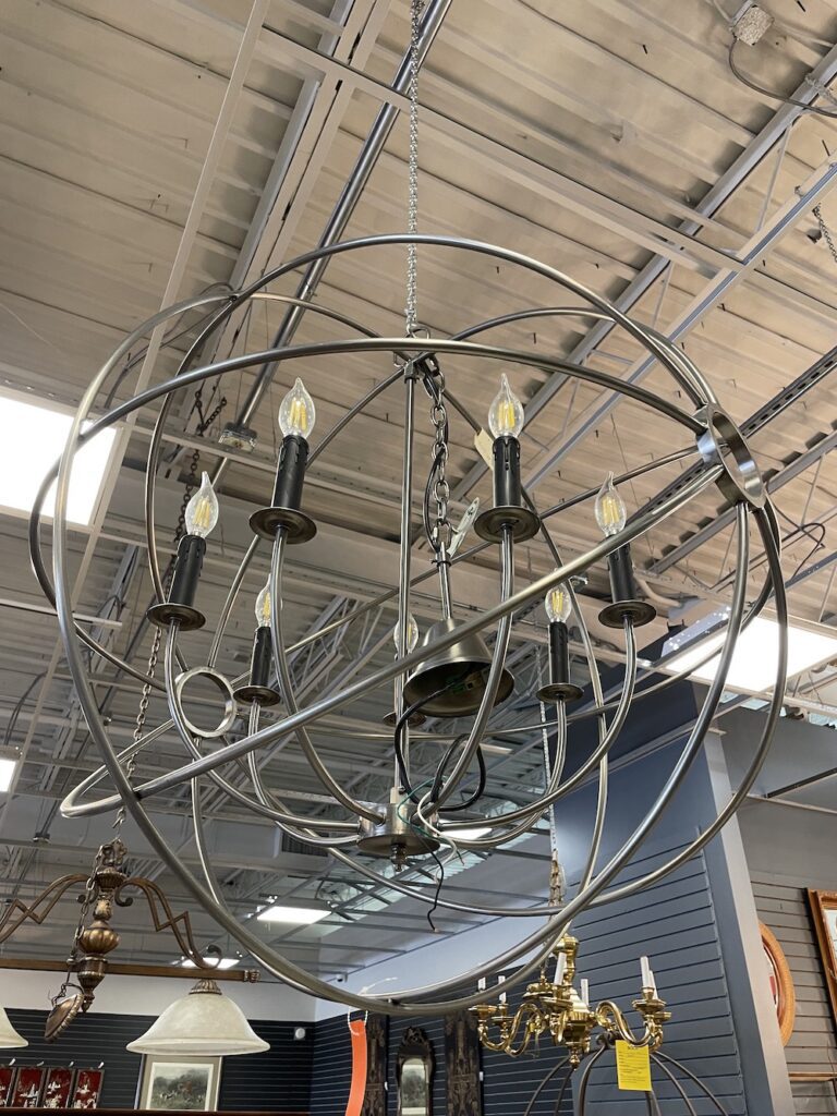 Brushed nickel orb chandelier
