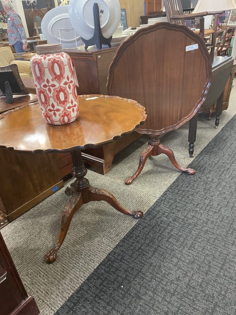 Two mahogany tilt-top tables